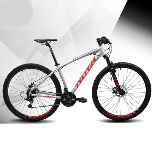 [14-125-1] BICICLETA MTB TOTEM T7 DISCOS MECANICOS 7V 17" GRIS CLARO ROJO NEGRO