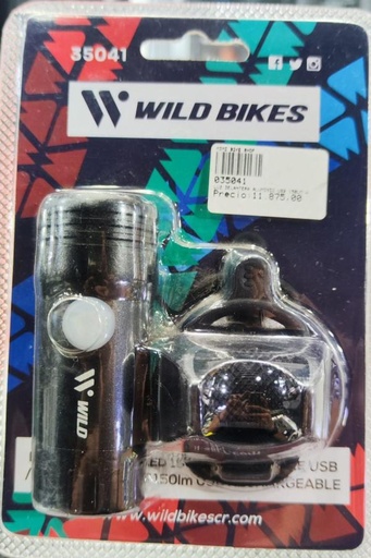[035041] LUZ DELANTERA ALUMINIO USB 150LM WILD PLATA