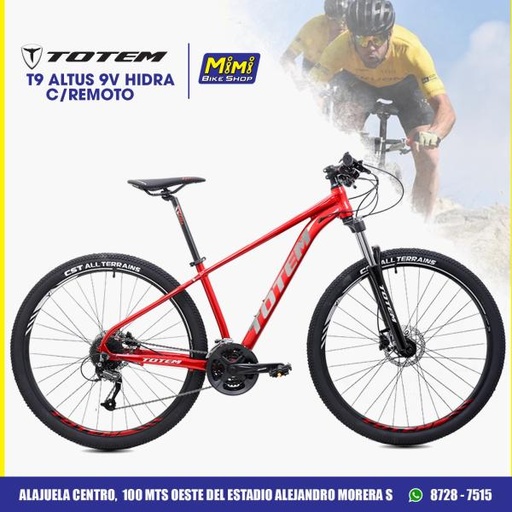 [14-141-3] BICICLETA MTB TOTEM T9 ALTUS 9V HIDRA C/REMOTO 16" VINO/GRIS